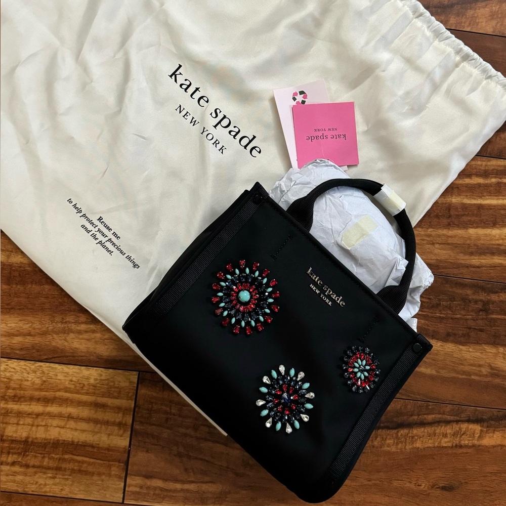 Kate Spade Black Tote with Colorful Embellishments